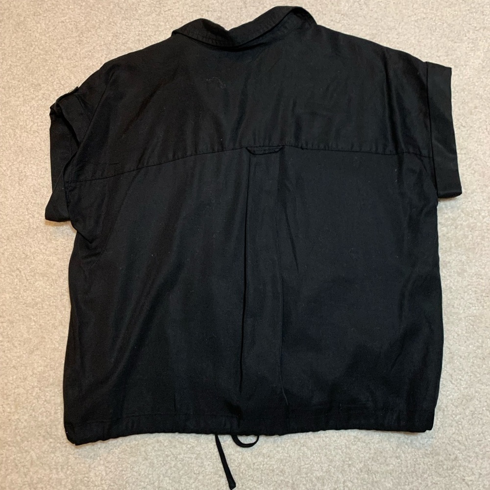 Time and Tru Black Button Down Shirt with Notched Collar Women Small Lyocell - Picture 2 of 5